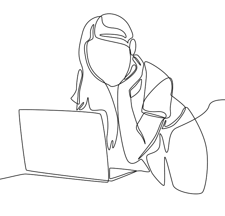 line drawing of a woman